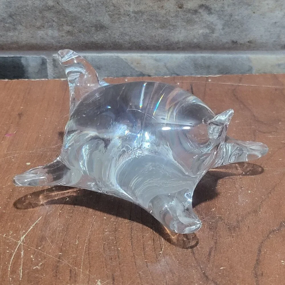 Clear Hand Blown Art Glass Sea Turtle Paperweight